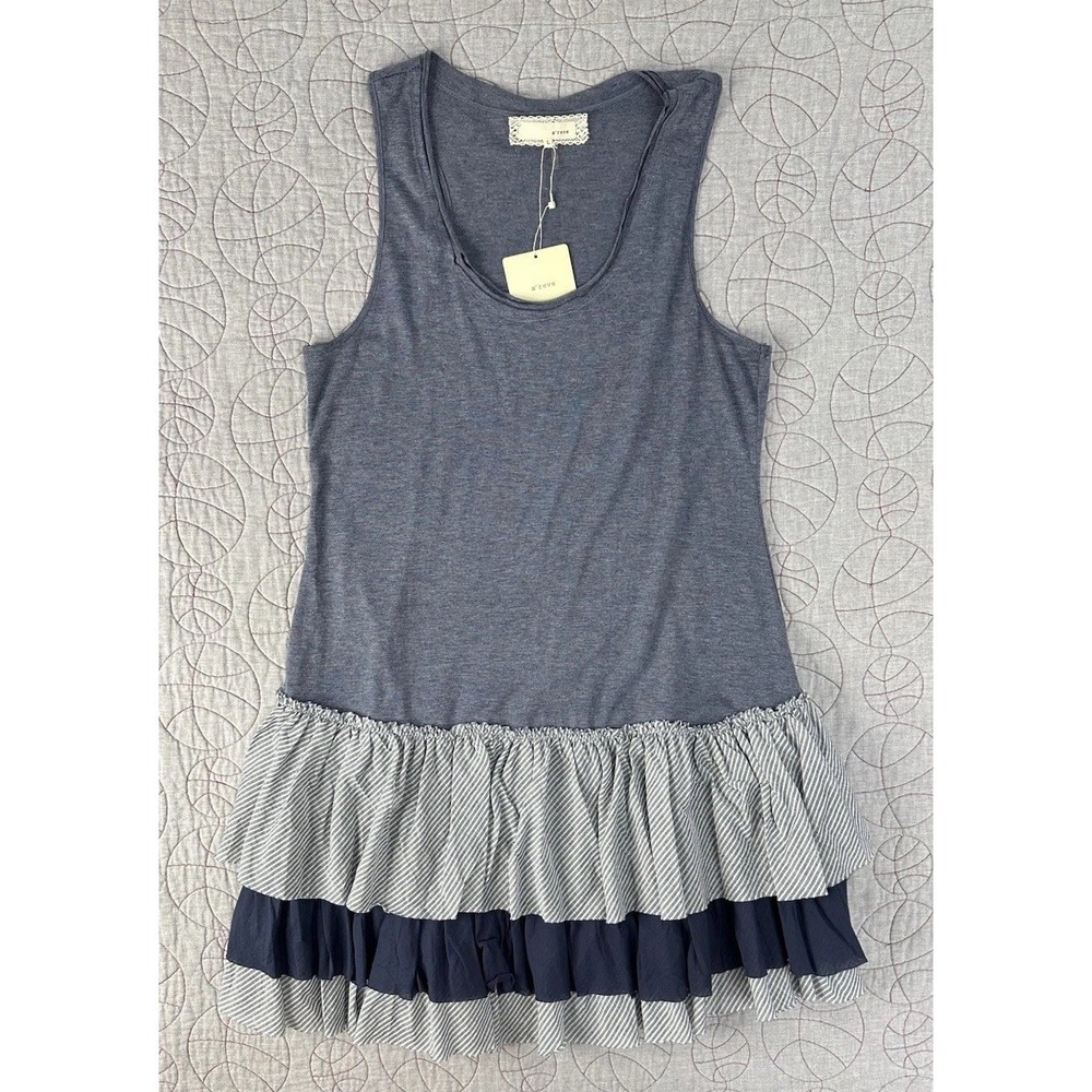 a'reve Tank Dress Gray Ruffle Raw Hem / Women's Large